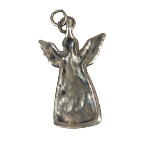 Silver Angel Pendant Charm Textured Design & Loop For Necklace Or Bracelet - Picture 4 of 6